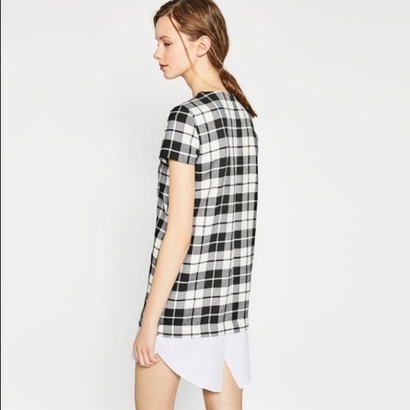 ZARA | Trendy Black & White Plaid Layered Dress - Picture 2 of 8